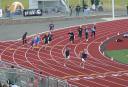 BCS 4×100 prelim at state track meet - hand-off to anchor leg